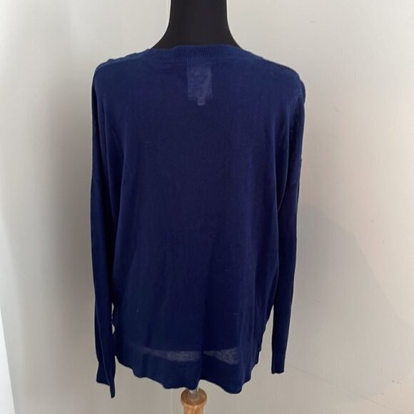 𝅺G-STAR navy blue light weight sweater bow detail logo long sleeve top sz Xs - Picture 10 of 10